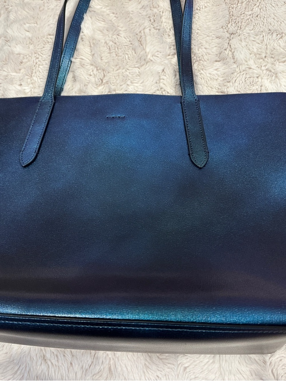 Coach Shimmery Holographic Peacock Blue Tote, Like New - Picture 5 of 8